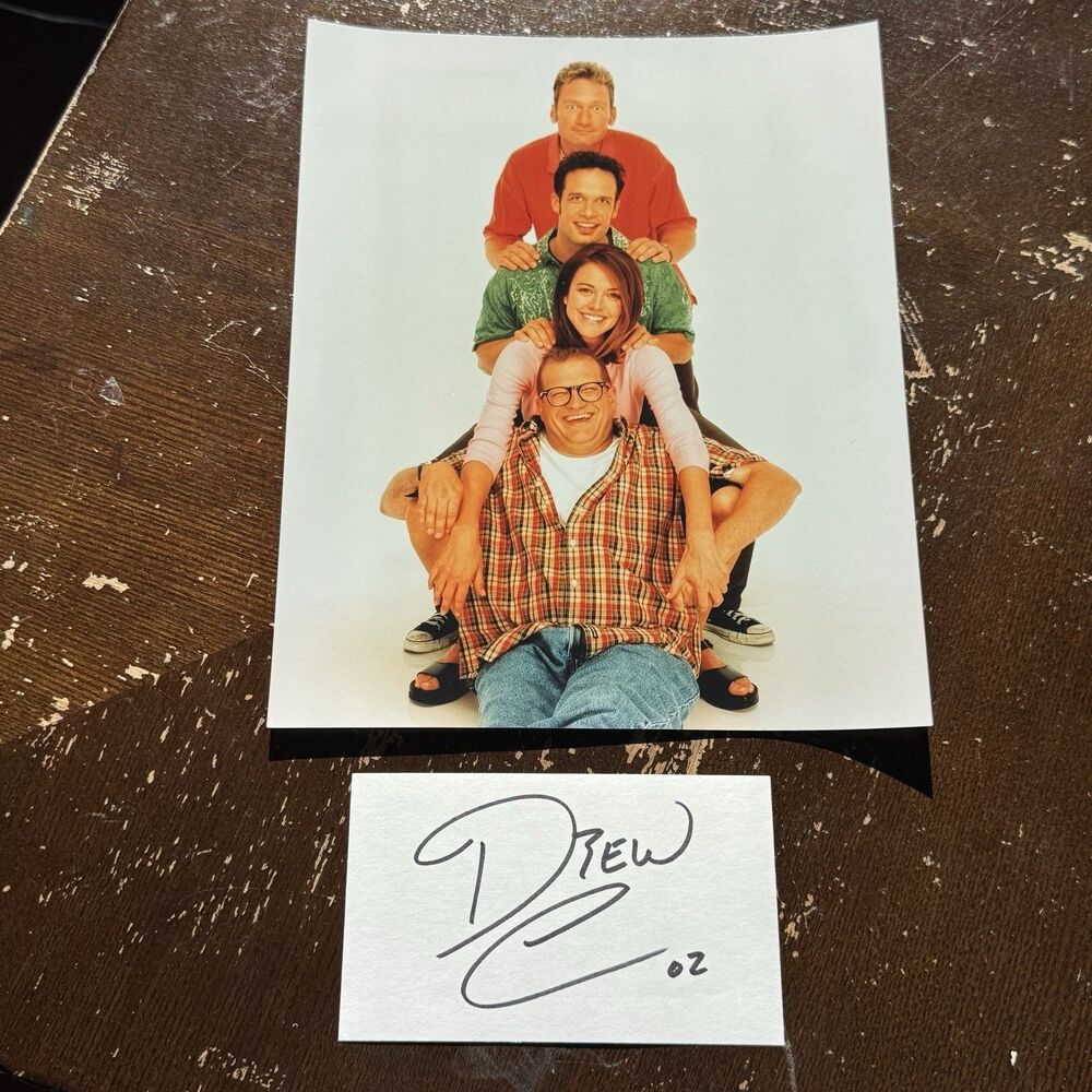 Drew Carey Signed 3x5 Index Card With 8x10 Show Cast Photo Original Autograph